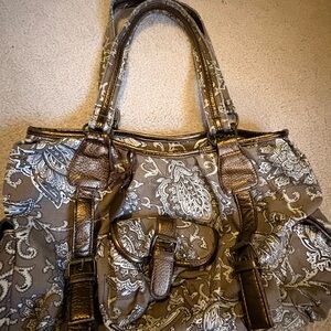 VINTAGE D-FUSION Paisley Utility Shoulder Bag – Y2K Bronze Buckle Detail